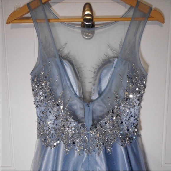 Betsy and Adam Blue Sweetheart Illusion Ballgown - Picture 4 of 4